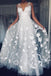 Flattering V Neckline Prom Wedding Gown With Embroidery Appliques