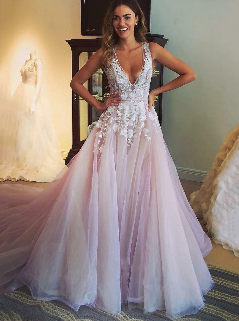 Tulle pink wedding top dress
