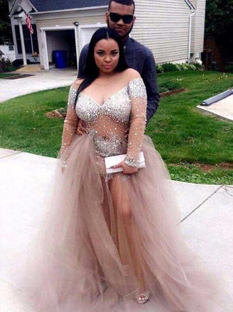 Generous Long Sleeve Plus Size Prom Dress, Plus Size Evening Gown