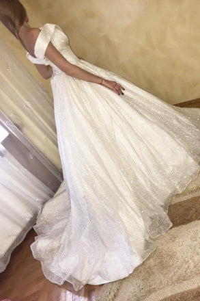 Glitter Off-the-shoulder Princess Ball Gown Wedding Dress