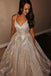 Glitter Princess A-Line Spaghetti Straps Sequins Long Prom Dress