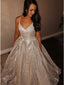 Glitter Princess A-Line Spaghetti Straps Sequins Long Prom Dress