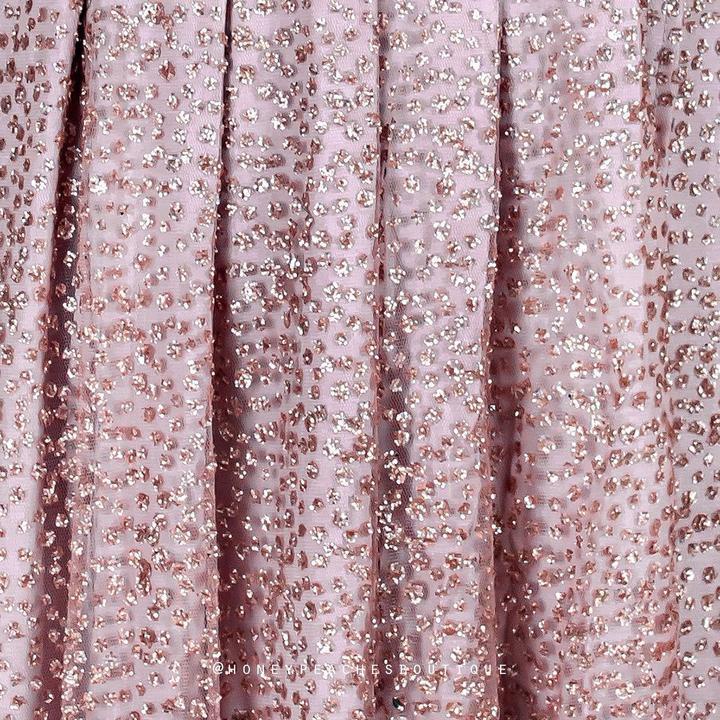 Glitter Spaghetti-straps Rose Gold Backless Prom Evening Dress With Split