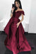 Gorgeous Off The Shoulder Burgundy Prom Dress Overskirt Formal Dress