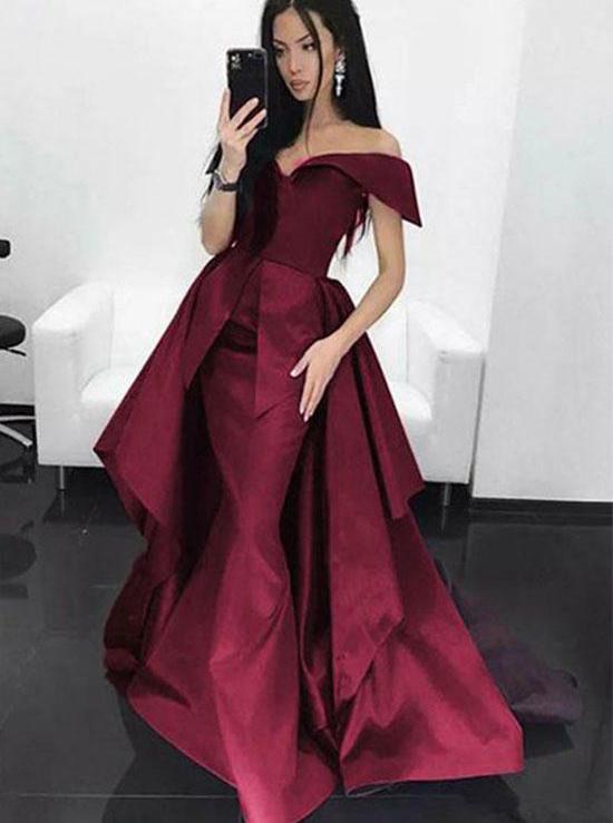 Gorgeous Off The Shoulder Burgundy Prom Dress Overskirt Formal Dress DTP459 DressTok.co.uk Gorgeous Off The Shoulder Burgundy Prom Dress Overskirt Formal Dress DTP459 DressTok.co.uk