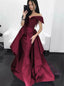 Gorgeous Off The Shoulder Burgundy Prom Dress Overskirt Formal Dress