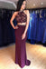 Grape Mermaid Long Two Piece Prom Dress With Beading