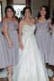 Off-the-shoulder Tea-Length Chiffon Bridesmaid Dresses