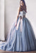 gray lace tulle princess ball gown wedding dress with bowknot dtw140