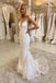 Lace Spaghetti Backless Mermaid Sequin Wedding Dresses, Detachable Long Bridal Gown