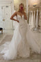 Lace Spaghetti Backless Mermaid Sequin Wedding Dresses, Detachable Long Bridal Gown