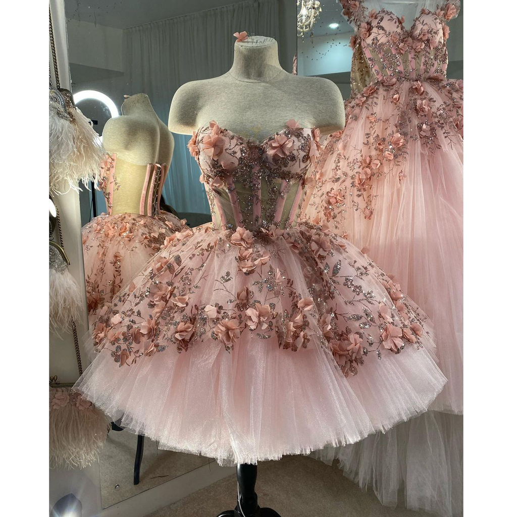 Princess 3D Flowers Sweetheart Homecoming Dresses, Ball Gown Sweet 16 Dress