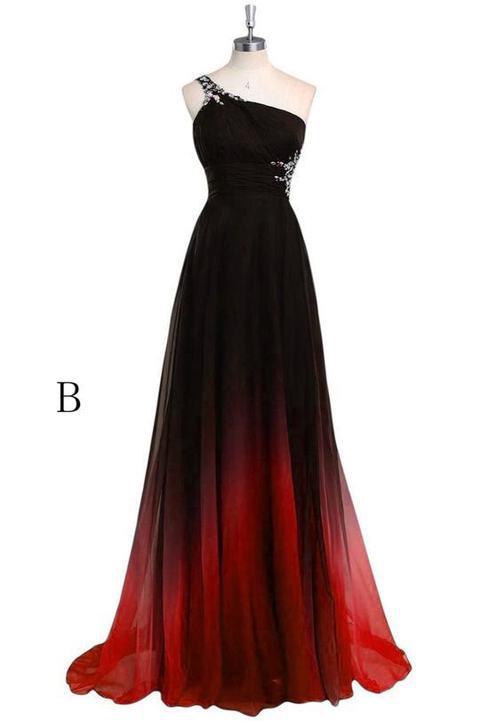 cut out back beading ombre formal gown one shoulder ombre long prom dress dtp178