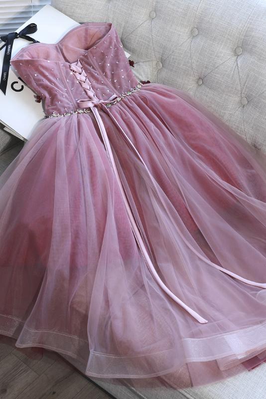 High Low Applique Strapless Prom Party dress Tutu Skirt Sweet 16 Dress