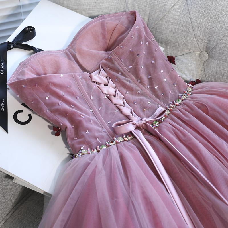 High Low Applique Strapless Prom Party dress Tutu Skirt Sweet 16 Dress