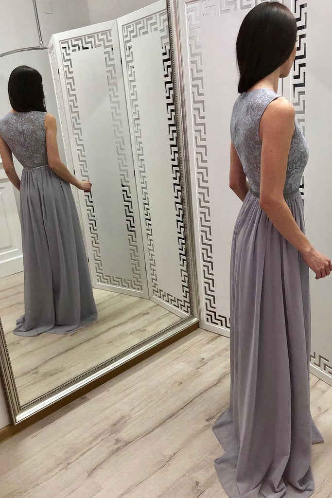 Grey chiffon high neck maxi dress new arrivals