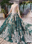 Long Sleeve Appliques Beading Quinceanera Dresses Ball Gown Vintage Wedding Dress