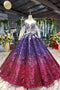 Sparkly Long Sleeve Ball Gown Sequins Ombre Quinceanera Dresses With Appliques