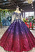 Sparkly Long Sleeve Ball Gown Sequins Ombre Quinceanera Dresses With Appliques