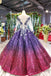 Sparkly Long Sleeve Ball Gown Sequins Ombre Quinceanera Dresses With Appliques