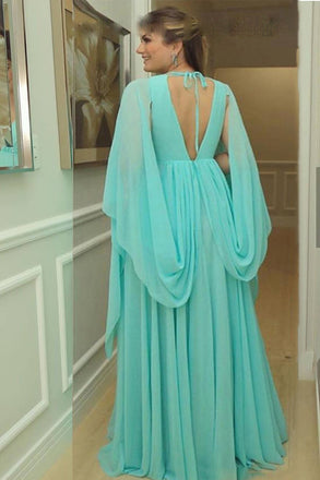 v neck muslim evening party dresses chiffon mint green long prom dresses dtp915