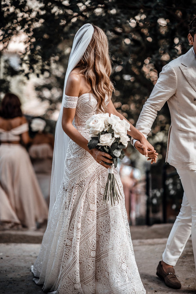 Ivory Lace Country Wedding Dresses Sweetheart Beach Mermaid Bridal Gown DTW163 DressTok