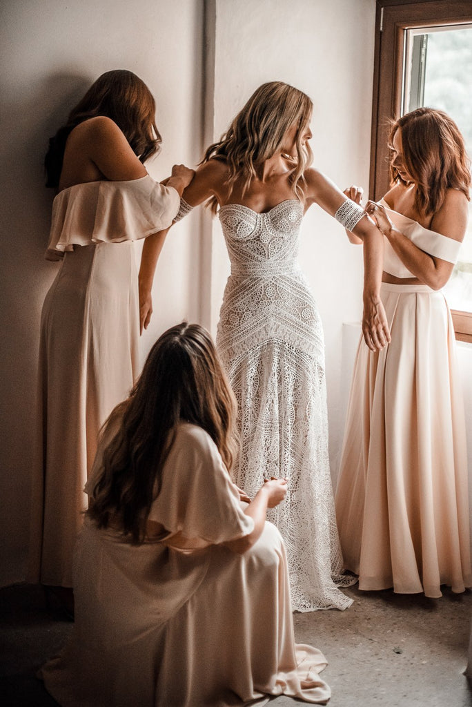 Ivory Lace Country Wedding Dresses Sweetheart Beach Mermaid Bridal Gown DTW163 DressTok