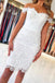 off the shoulder short white lace bodycon prom homecoming dresses dth16