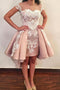 Lace Appliques Nude Overskirt Hi-Lo Homecoming Party Dresses