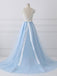 Straps A Line V Back Lace Beading Waist Long Prom Dress With Ribbon