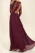 Flowy Lace Chiffon V-Neck Backless Long Sleeves Burgundy Bridesmaid Dresses
