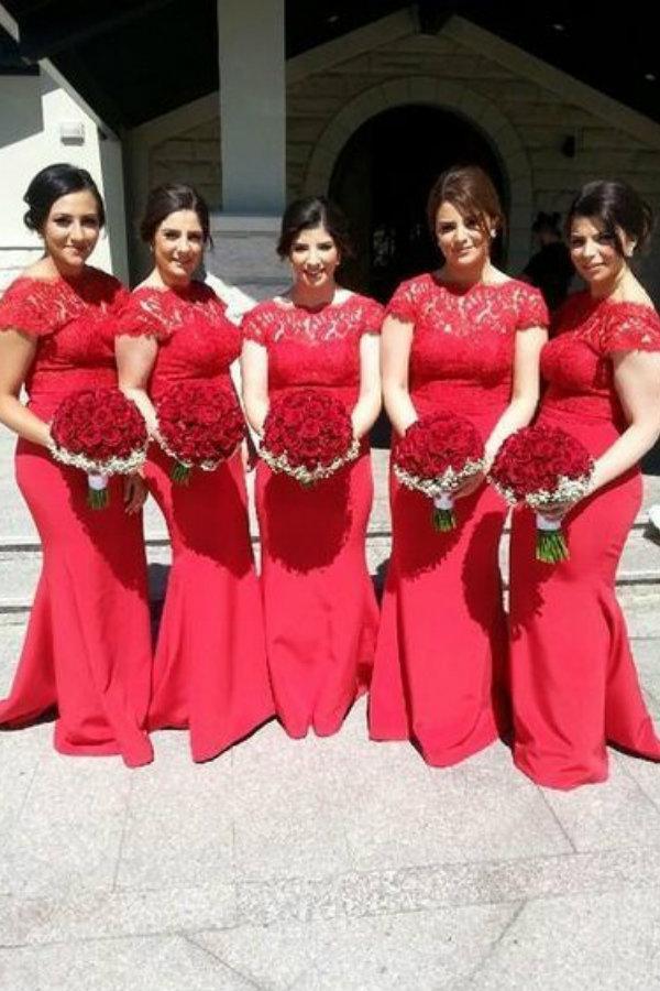 Red long bridesmaid dresses hotsell
