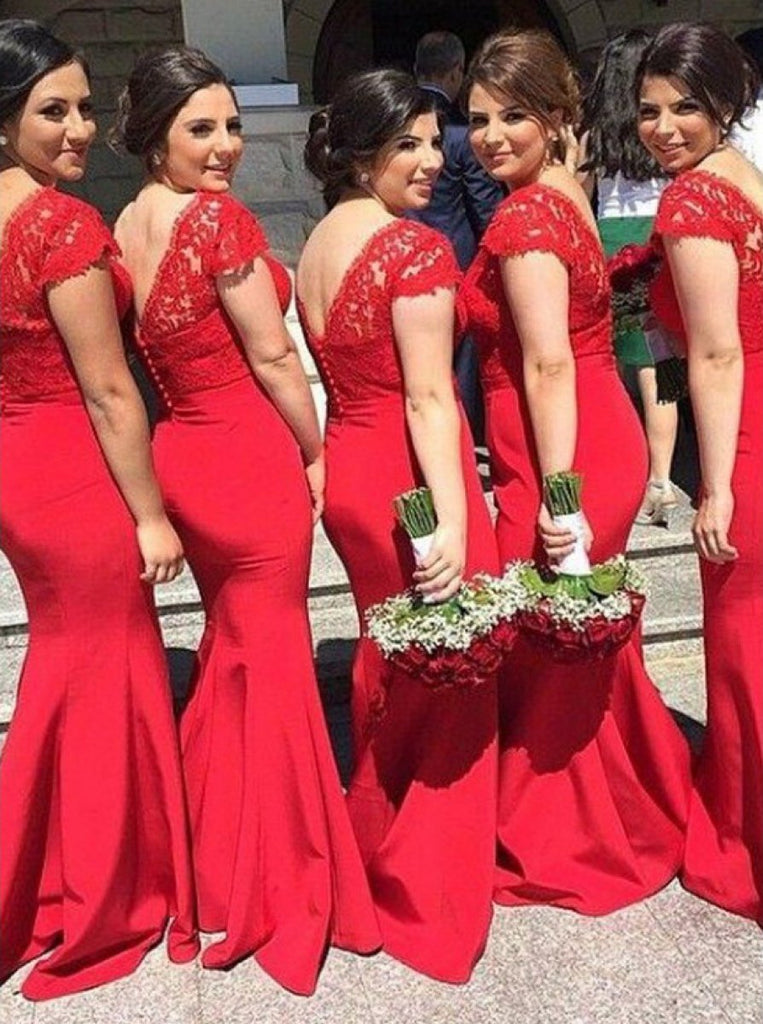 Red satin sale bridesmaid dress