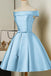 satin short simple sweet 16 dress light sky blue homecoming dress dth43