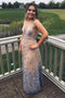 Long Prom Dress A Line V-neck Floor-Length Tulle Party Dress
