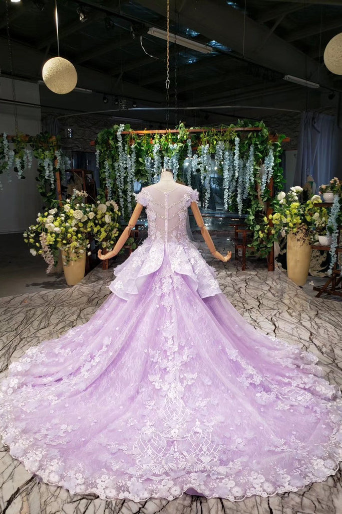 lilac quinceanera dresses ball gown vintage wedding dress with appliques beading dtp1082