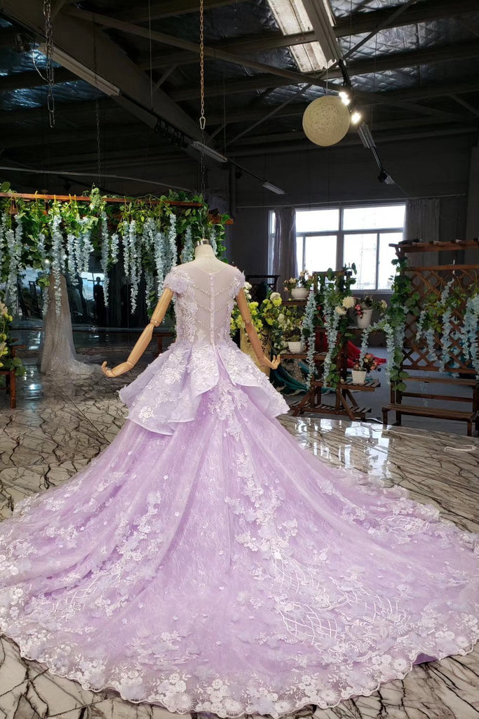 Lilac Quinceanera Dresses Ball Gown Vintage Wedding Dress With Appliques Beading