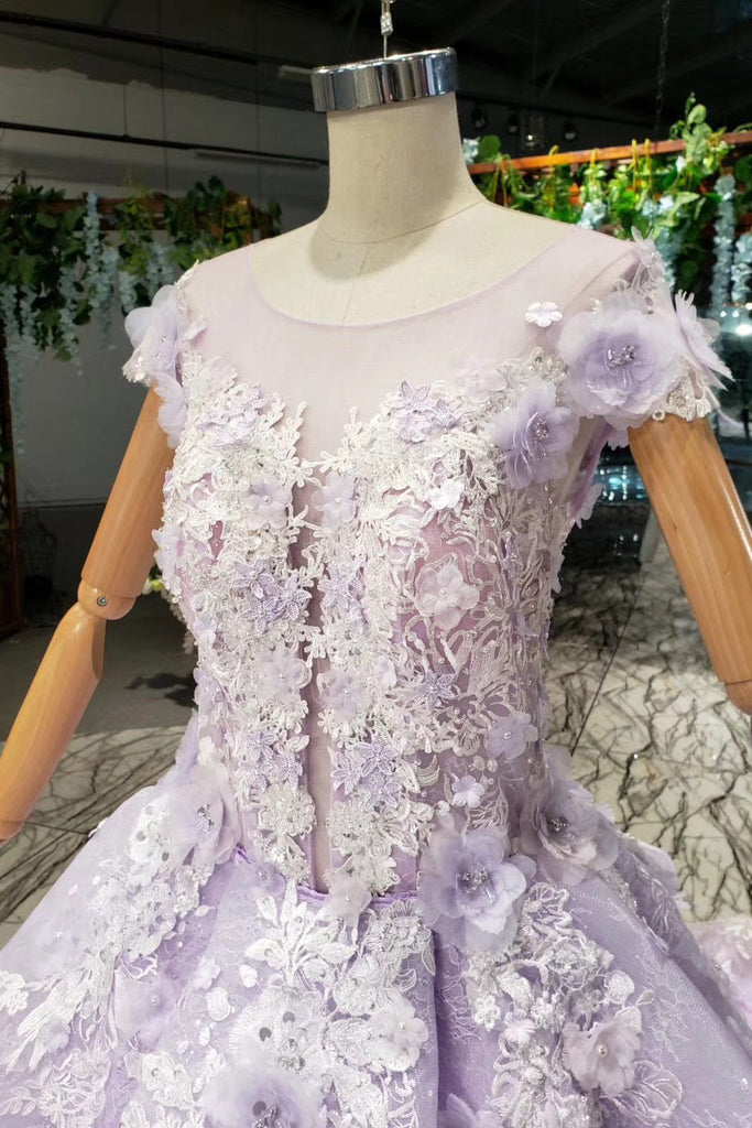 Lilac Quinceanera Dresses Ball Gown Vintage Wedding Dress With Appliques Beading