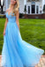 sparkly evening party dress shiny sky blue v neck long prom dress dtp139