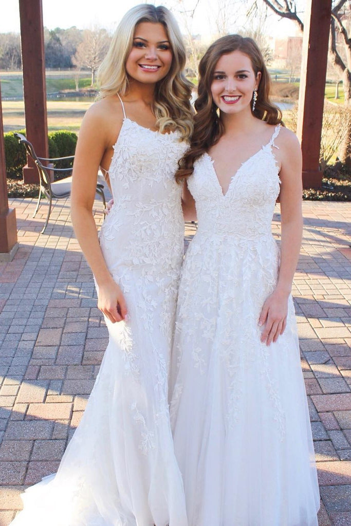 sleeveless tulle evening gowns appliques ivory long prom dresses dtp388