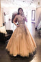 V-neck Plus Size Prom Dress Beaded Appliques Floor Length Quinceanera Dress