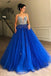 royal blue quinceanera dress ball gown tulle beaded bodice prom dress dtp408
