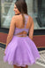 Lilac A-line Short Homecoming Dresses, Two Piece Short Prom Dress With Beading