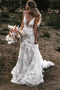 Mermaid Backless Wedding Dress Lace Applique Rustic Bridal Gown
