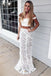 two piece ivory long evening dress off-shoulder mermaid lace prom dress dtp167