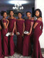 Mermaid Burgundy Bridesmaid Dresses Off Shoulder Wedding Party Dress