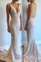 Mermaid Lace Wedding Dress, Backless Long Beaded Lace Bridal Gowns