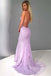 Mermaid Backless Light Sky Blue Prom Dress, Tulle Spaghetti Appliques Evening Gown