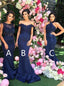 Mermaid Navy Blue Bridesmaid Dresses Styles Styles Appliques Beading