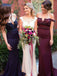 Mermaid Off the Shoulder Satin Burgundy/Navy Bridesmaid Dresses